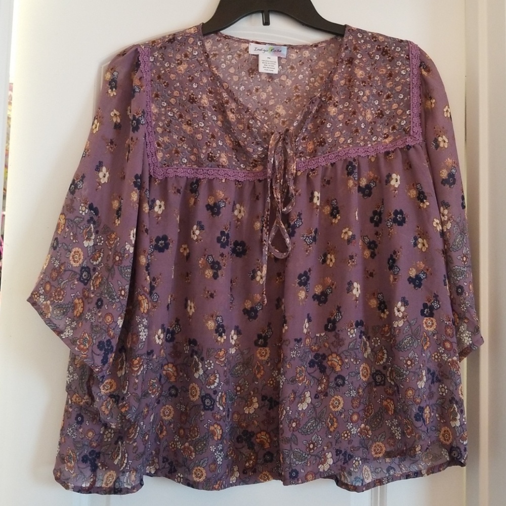 Sheer wide sleeve top